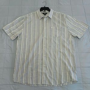 NWT Volcom Men’s Classic Fit Button Down T-Shirt - Blue w/ White Stripes